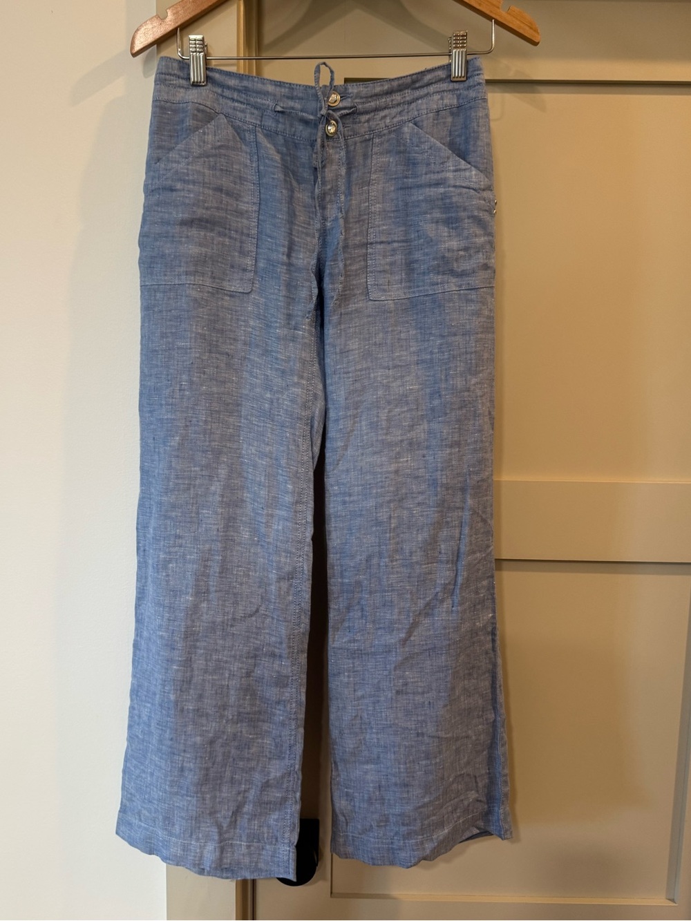 INC Women’s Lightweight Wide-Leg Linen pants in Light Blue